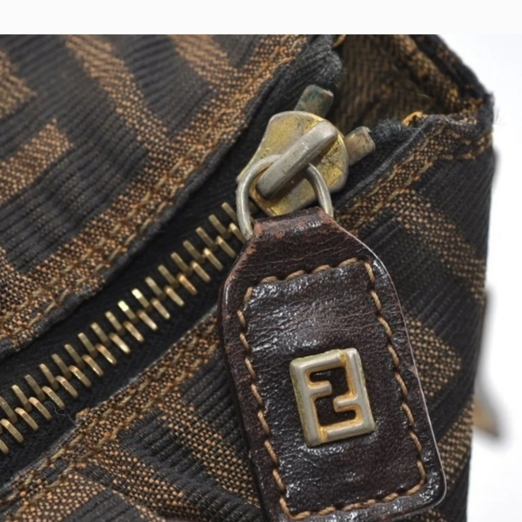 FENDI Vintage Zucca Hand Bag Canvas Leather Brown USED - LIVE SHOW Listing! - Picture 13 of 16